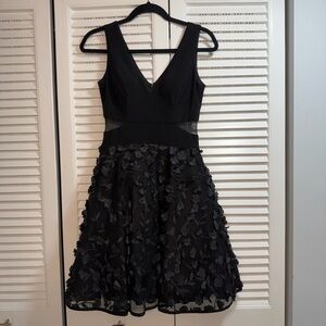 Aqua Formal Black Floral Mini Dress  Size 4